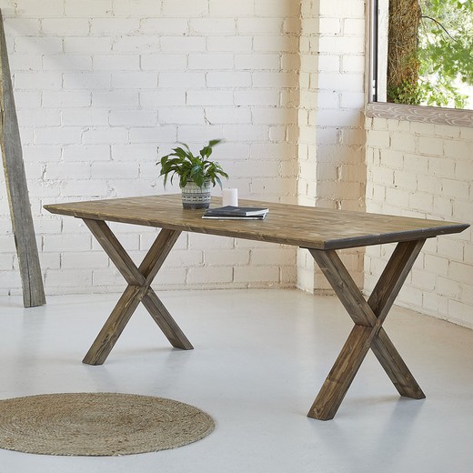 Yanakuna Antique Oak Table with Bevelled Edge
