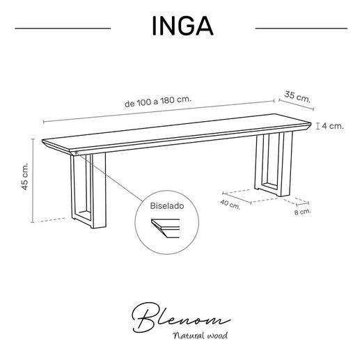 Inga Walnut Bench with Beveled Edge