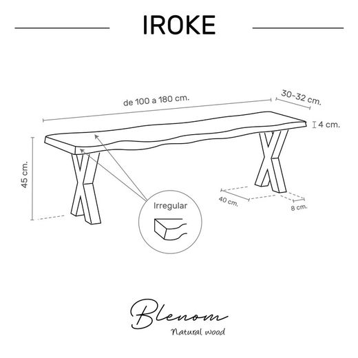 Iroke Walnut Bench with Irregular Edge