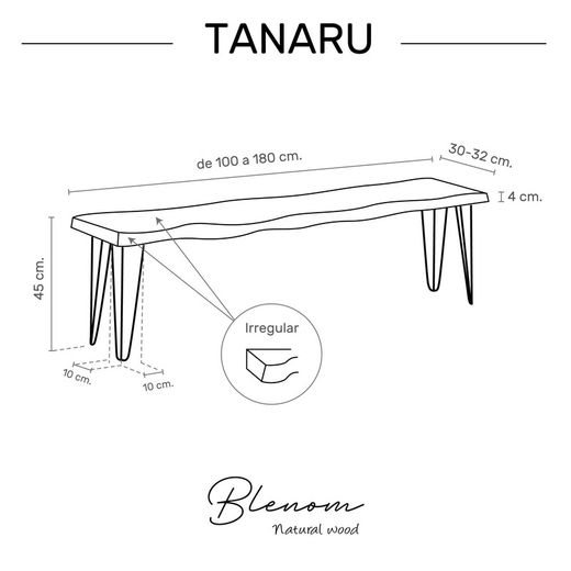 Tanaru Bench Irregular Edge Oak