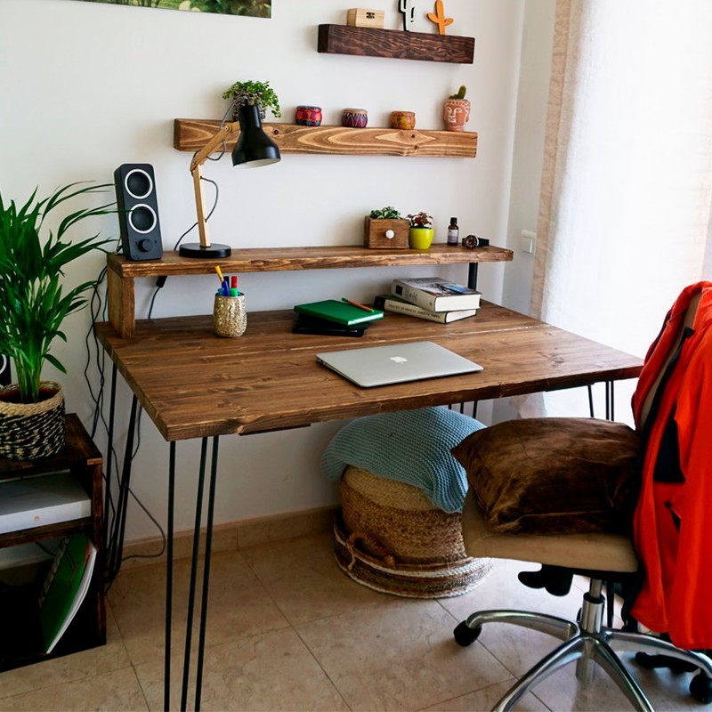 Escritorio de madera y metal DINAMARCA, Mesa escritorio