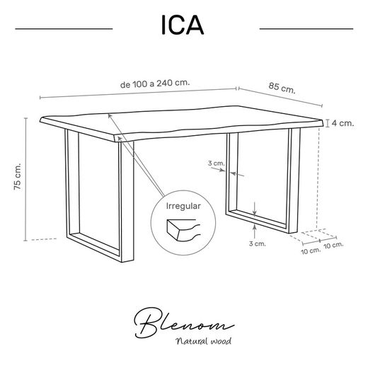 Ica Antique Oak Table with Irregular Edge