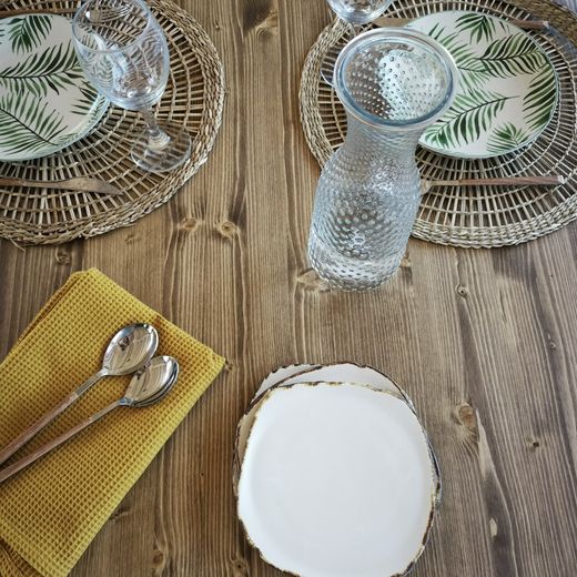 Ica Antique Oak Table with Irregular Edge