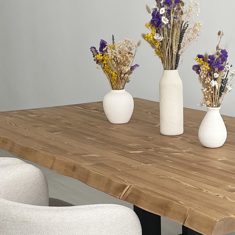 Mesa comedor madera nogal y cristal - Alcon Mobiliario